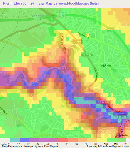 Plerin,France Elevation Map