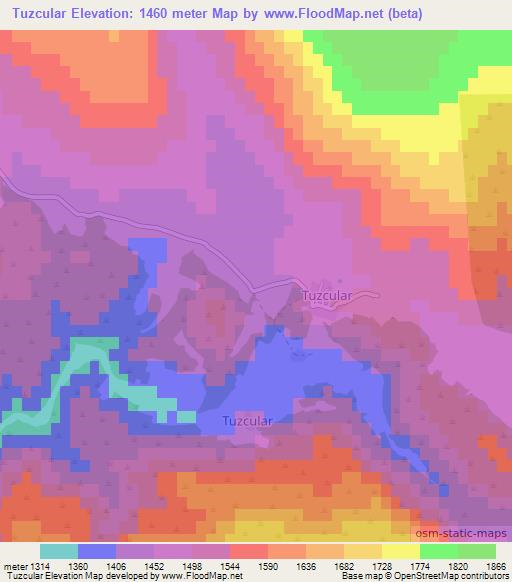 Tuzcular,Turkey Elevation Map