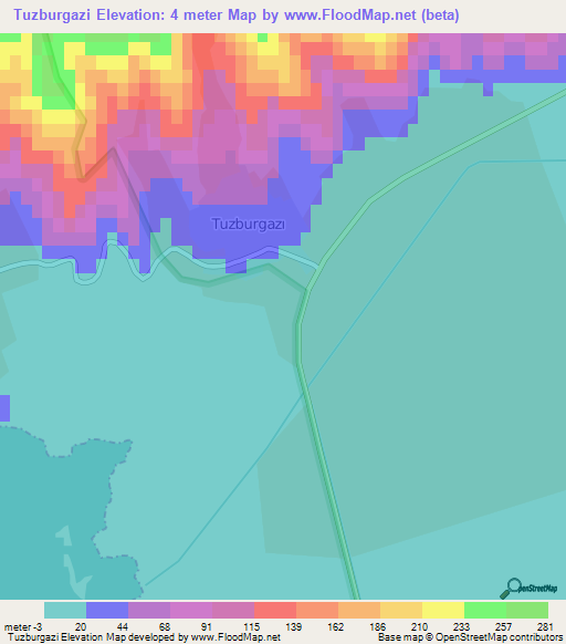 Tuzburgazi,Turkey Elevation Map