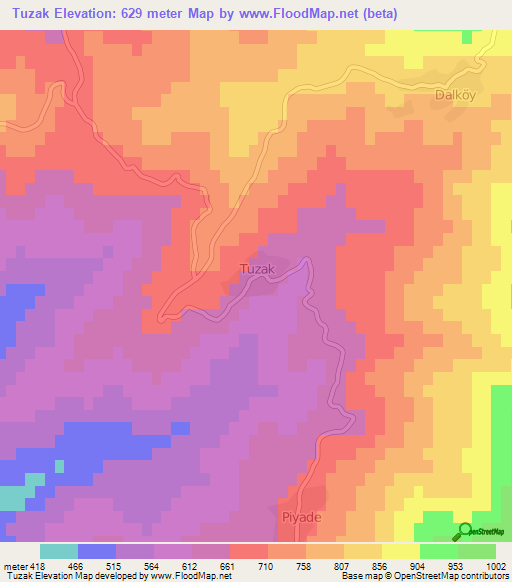 Tuzak,Turkey Elevation Map