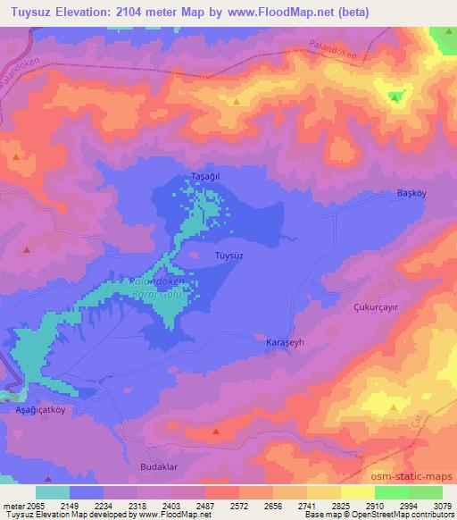 Tuysuz,Turkey Elevation Map