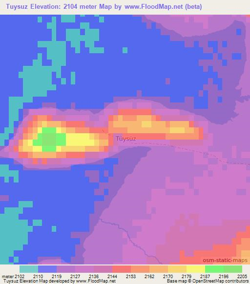 Tuysuz,Turkey Elevation Map