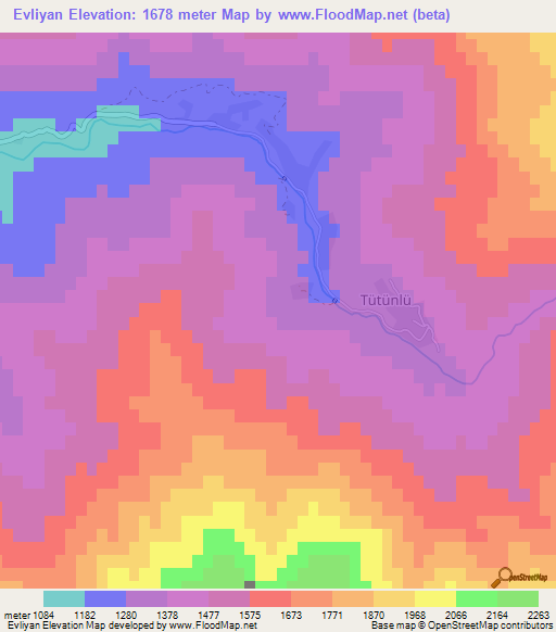 Evliyan,Turkey Elevation Map