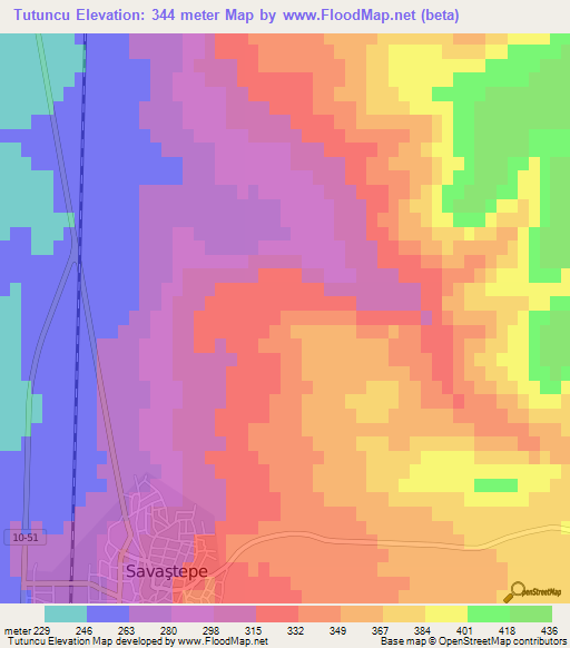 Tutuncu,Turkey Elevation Map