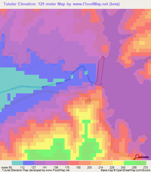 Tutuler,Turkey Elevation Map