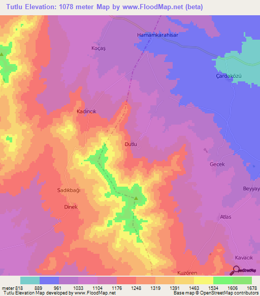 Tutlu,Turkey Elevation Map