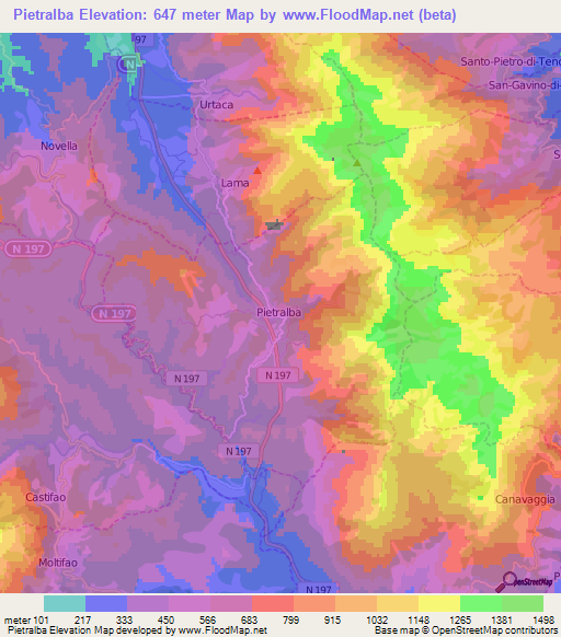 Pietralba,France Elevation Map