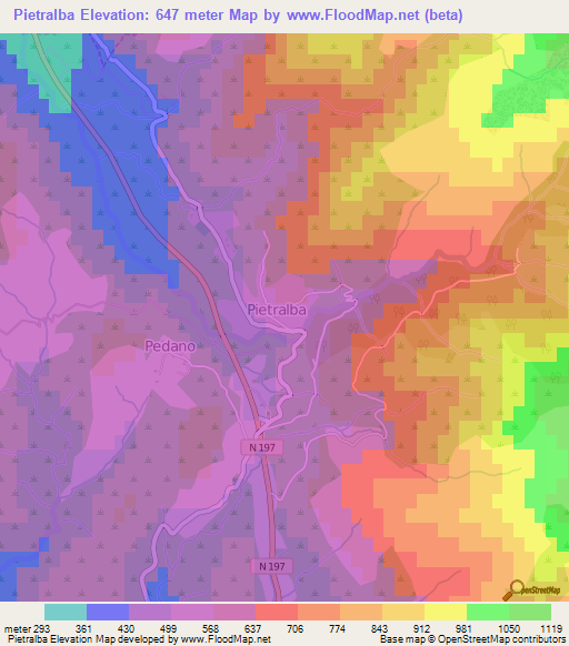 Pietralba,France Elevation Map