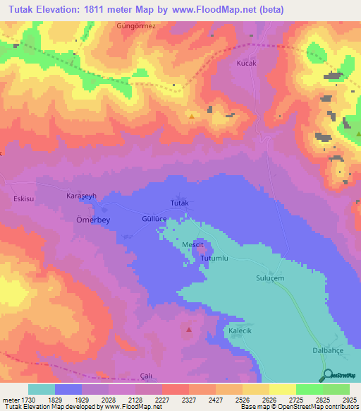 Tutak,Turkey Elevation Map