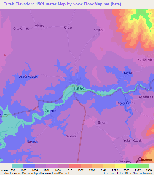 Tutak,Turkey Elevation Map