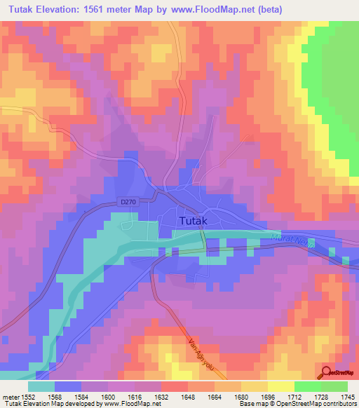 Tutak,Turkey Elevation Map