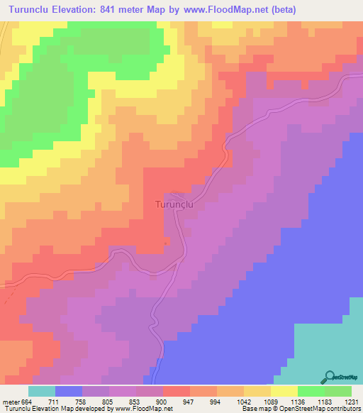 Turunclu,Turkey Elevation Map