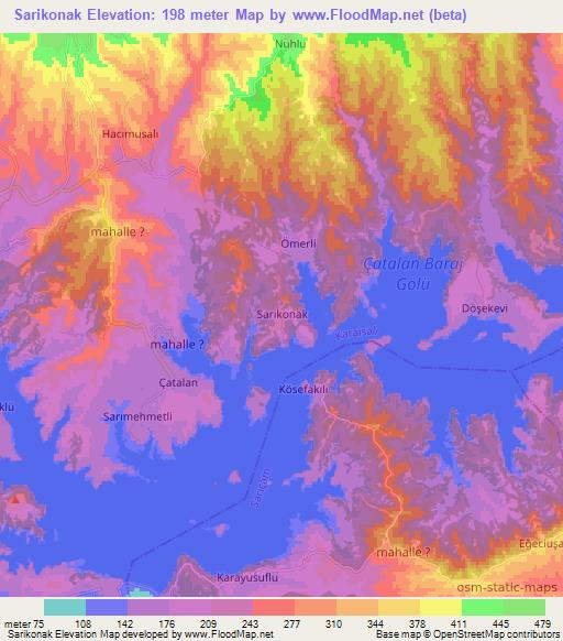 Sarikonak,Turkey Elevation Map