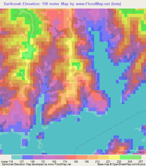 Sarikonak,Turkey Elevation Map