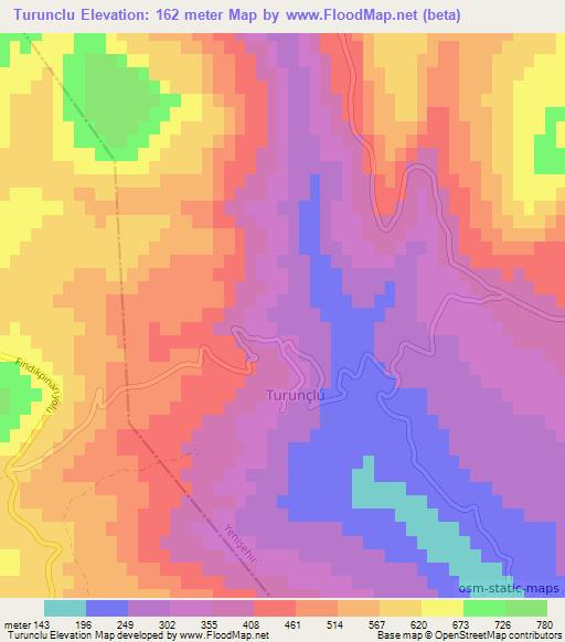 Turunclu,Turkey Elevation Map