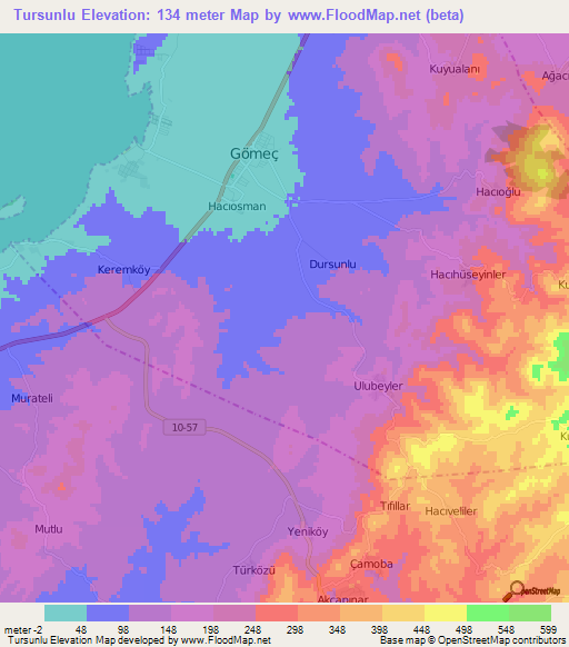 Tursunlu,Turkey Elevation Map