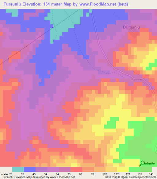 Tursunlu,Turkey Elevation Map