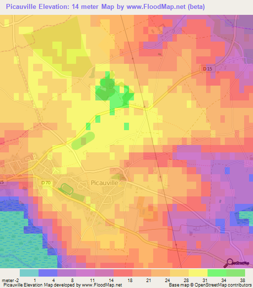 Picauville,France Elevation Map