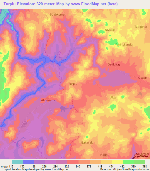 Turplu,Turkey Elevation Map