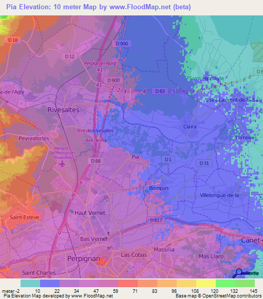 Pia,France Elevation Map