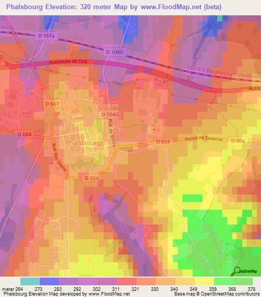 Phalsbourg,France Elevation Map