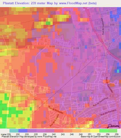 Pfastatt,France Elevation Map