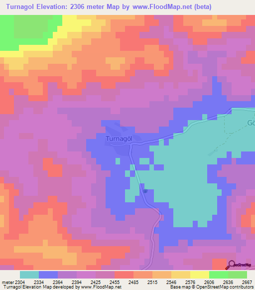 Turnagol,Turkey Elevation Map