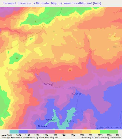 Turnagol,Turkey Elevation Map