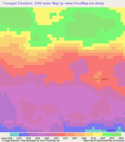 Turnagol,Turkey Elevation Map