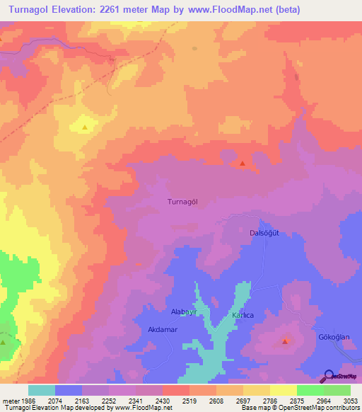 Turnagol,Turkey Elevation Map