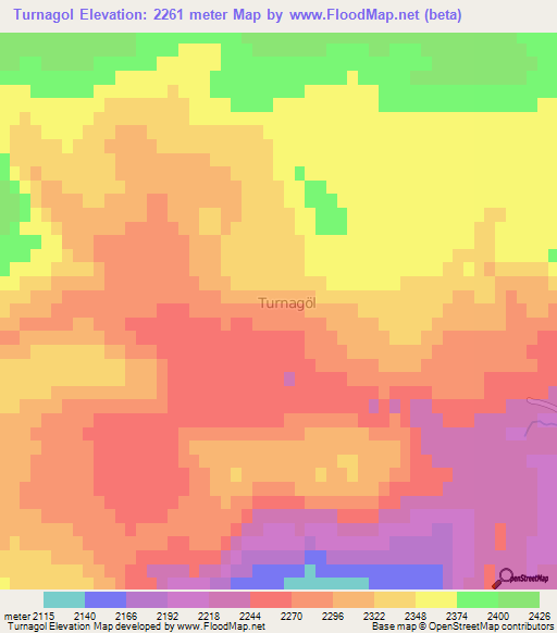 Turnagol,Turkey Elevation Map