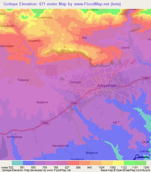 Goltepe,Turkey Elevation Map