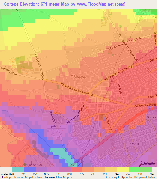 Goltepe,Turkey Elevation Map