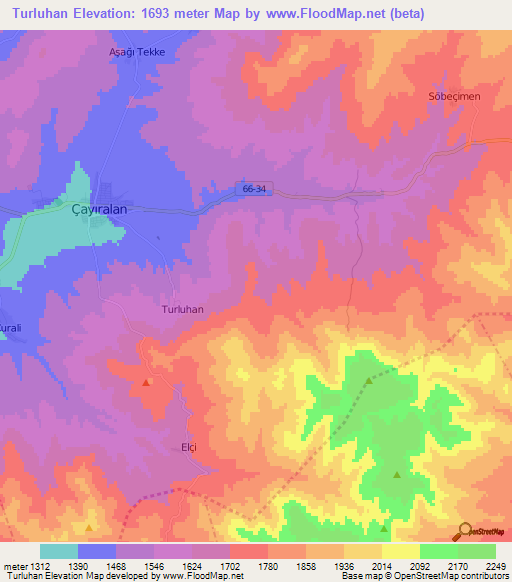 Turluhan,Turkey Elevation Map