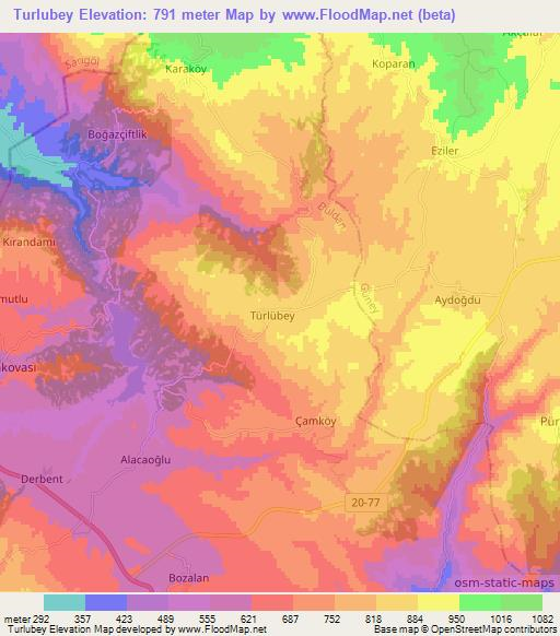 Turlubey,Turkey Elevation Map