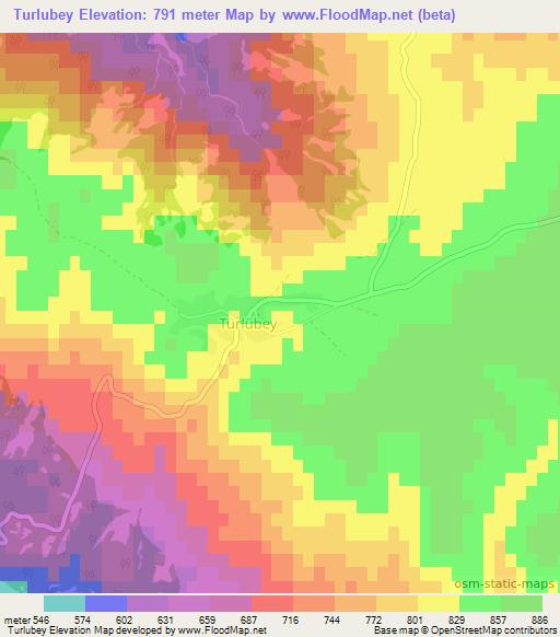 Turlubey,Turkey Elevation Map