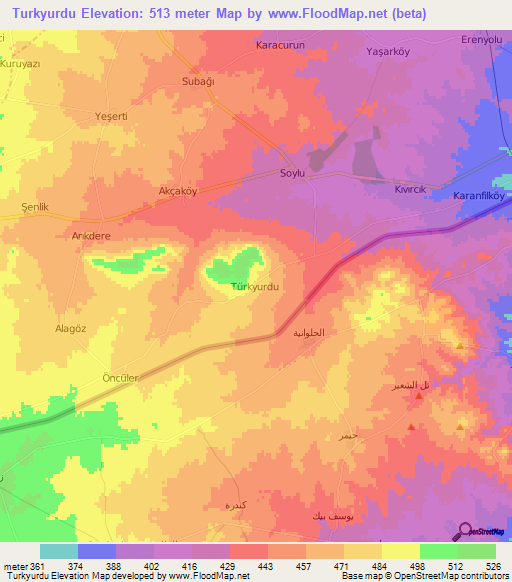 Turkyurdu,Turkey Elevation Map