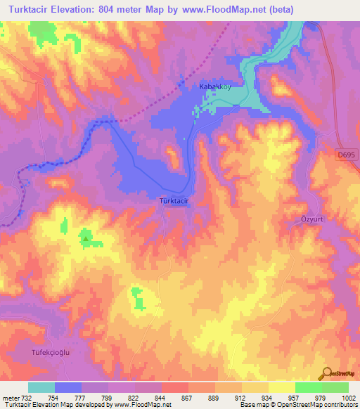 Turktacir,Turkey Elevation Map