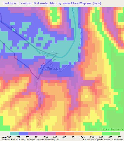 Turktacir,Turkey Elevation Map