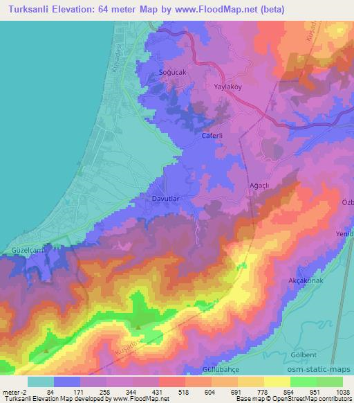 Turksanli,Turkey Elevation Map