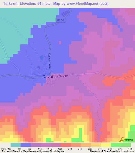 Turksanli,Turkey Elevation Map