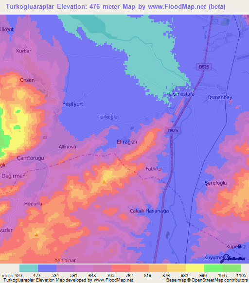 Turkogluaraplar,Turkey Elevation Map