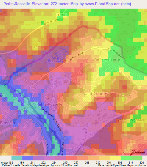 Petite-Rosselle,France Elevation Map