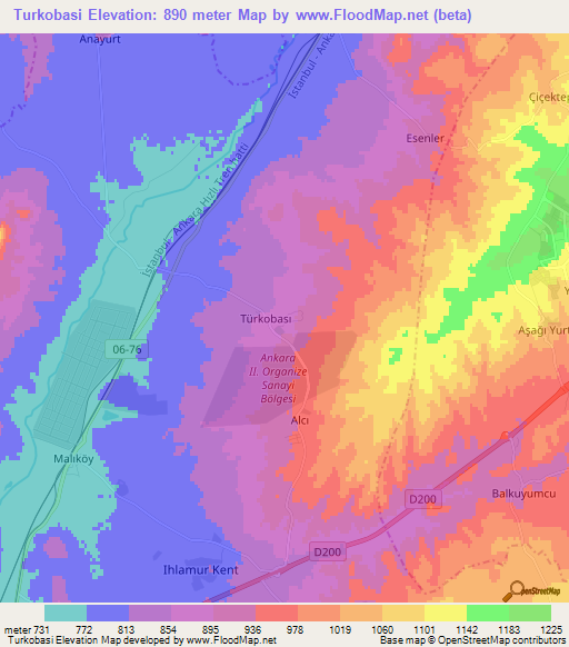 Turkobasi,Turkey Elevation Map