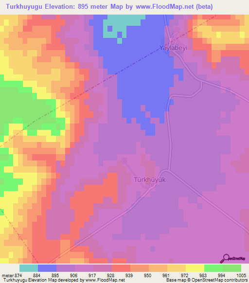 Turkhuyugu,Turkey Elevation Map