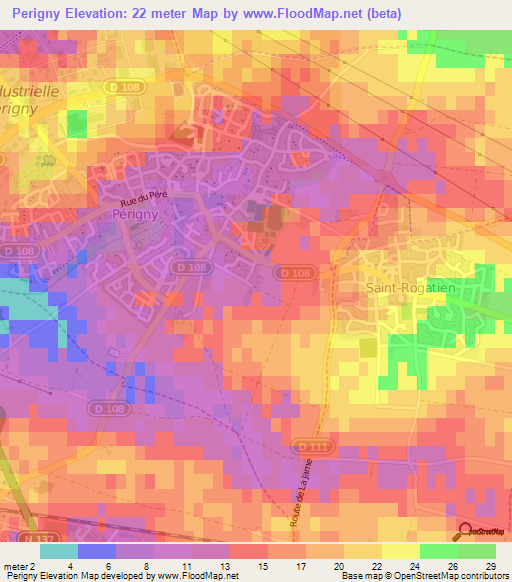 Perigny,France Elevation Map