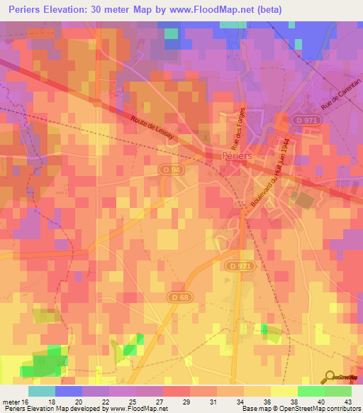 Periers,France Elevation Map