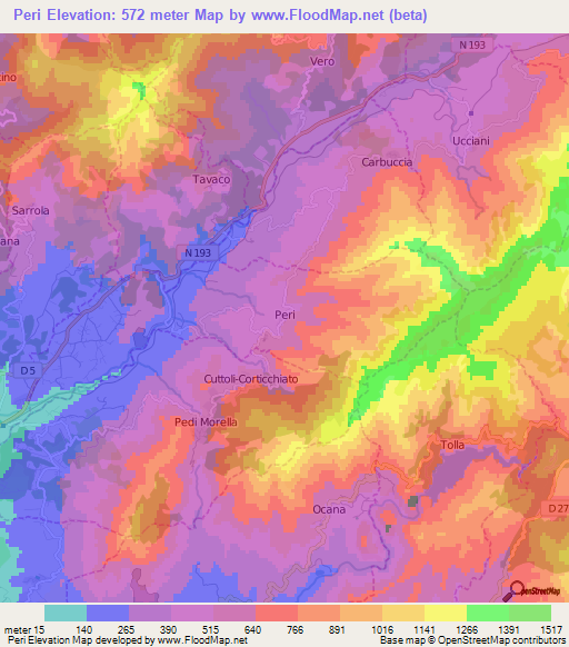 Peri,France Elevation Map