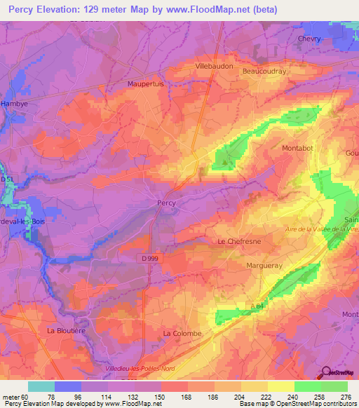 Percy,France Elevation Map