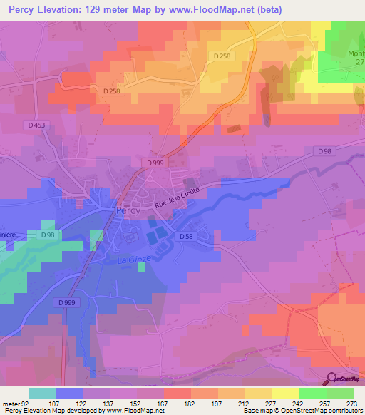 Percy,France Elevation Map
